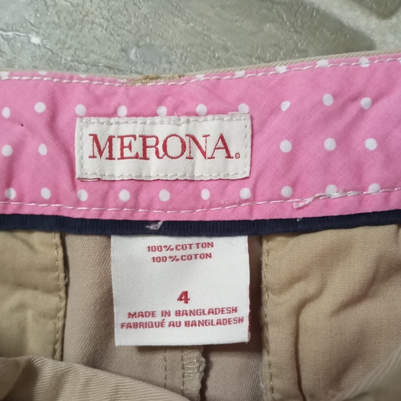Tan 100% Cotton Merona Shorts Sz 4 - Picture 3 of 5